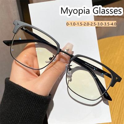 Vintage Half Spectacle Frame Frame Transparent Eyeglasses Luxury Design Minus Diopter Myopia Eyewear Classic Trendy Blue Light Blocking Glasses
