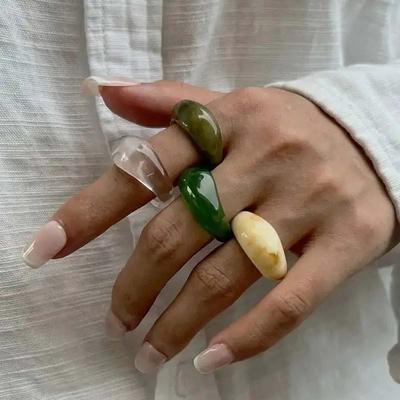 Y2K Boho Resin Acrylic Irregular Finger Rings for Women 2026 New Trend Simple Knuckle Rings Fashion Aesthetic Jewelry Gifts