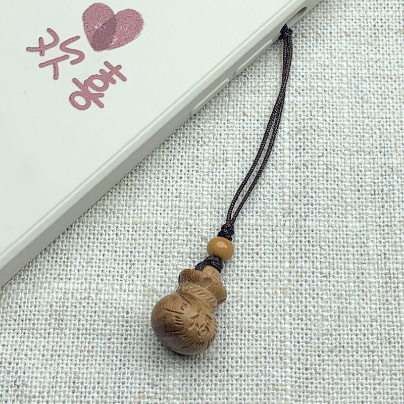 Peach Wood Lotus Plum Blossom Charm Keychain: Ancient-Style Pendant for Men & Women with Silk Flowers