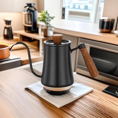 Cafeteira de Aço Inoxidável 304 com Tampa, Alça Pendurada, Bico Longo, Termômetro e Escala Interna