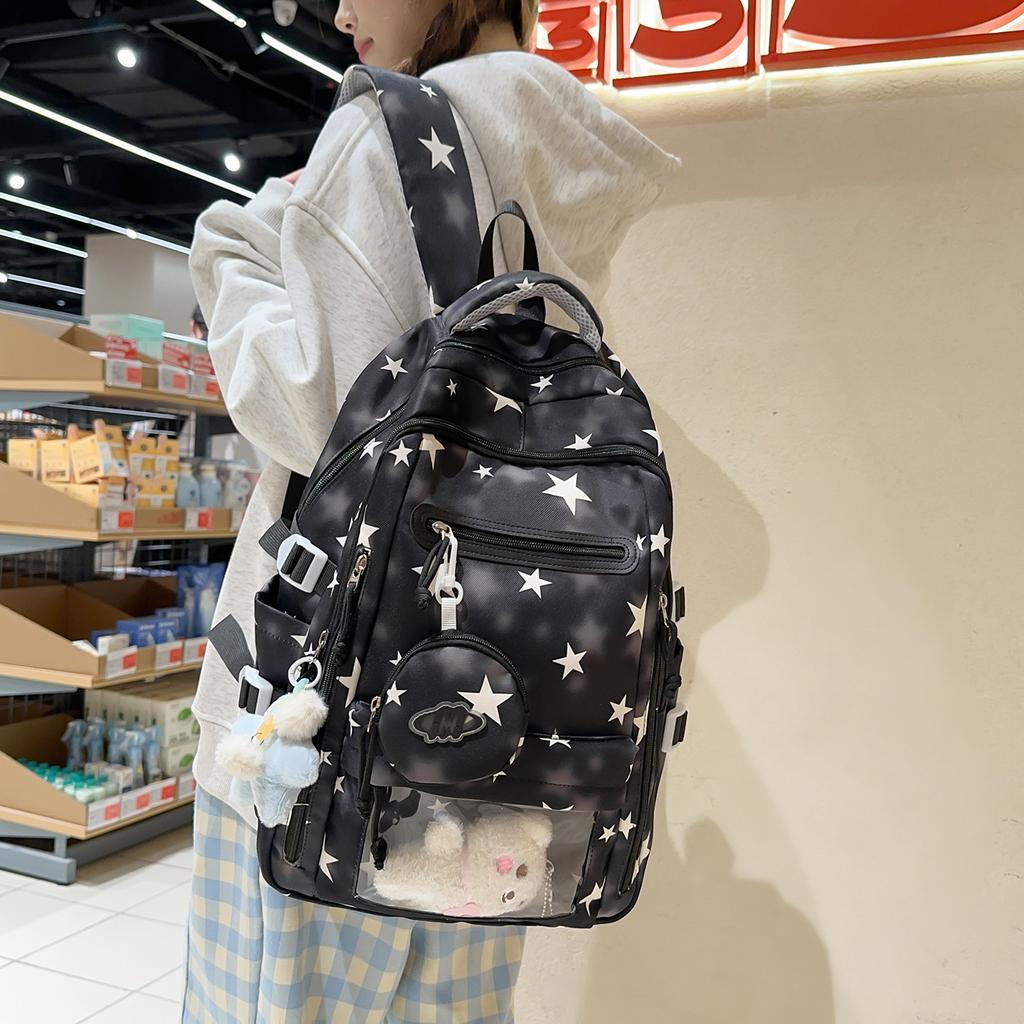 Schoolbag Cute Little Fresh Stars Large Capacity Junior High School Student Schoolbag Grade 1-1 Backpack Computer Bag Female