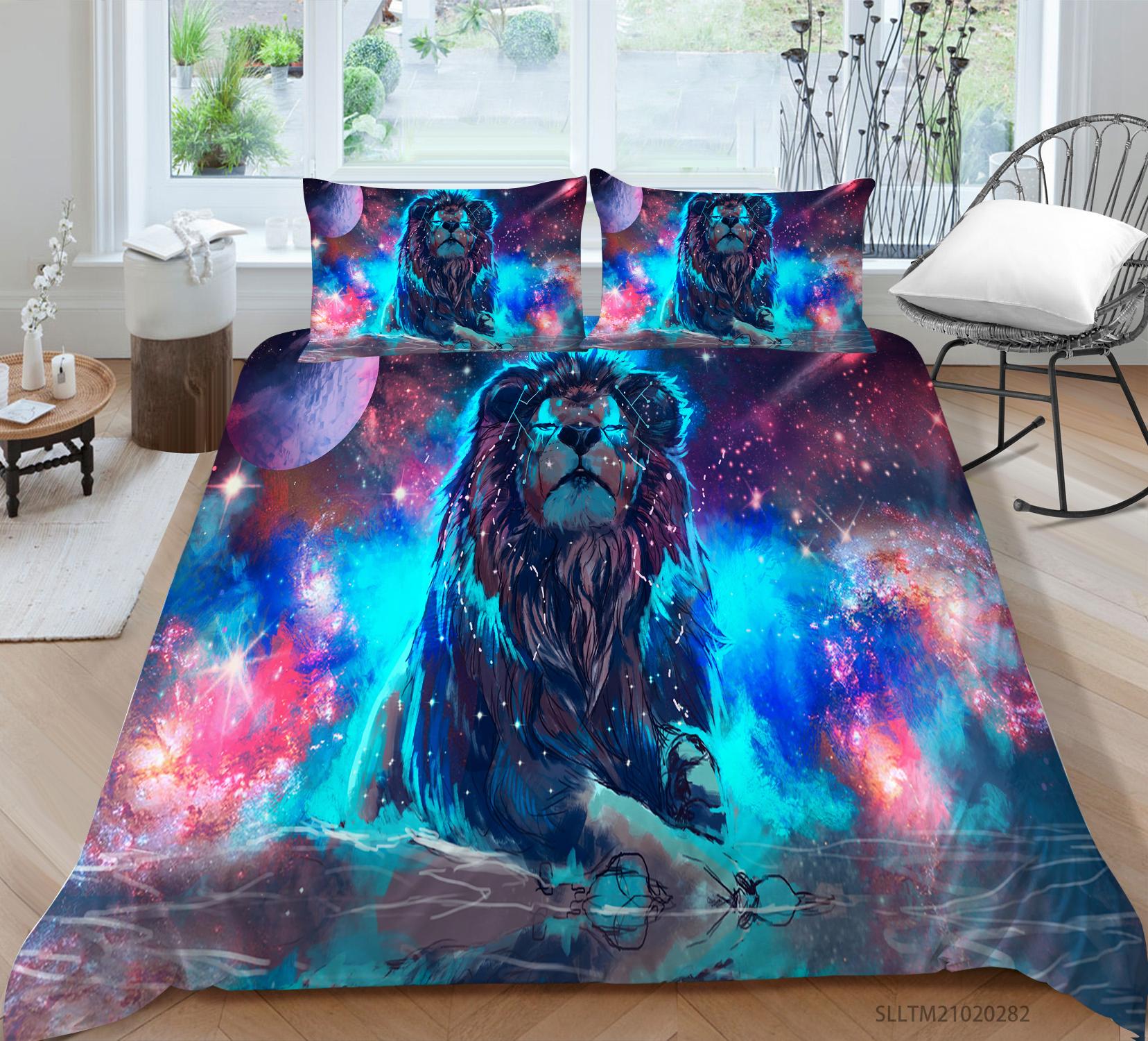 

Комплект постельного белья 3D Тигр или Лев Зверь Джунглей Пододеяльник 2/3 предмета DE135 * 200 Полноразмерный Мужская комната Животный узор Стирающийся Домашнее украшение Подарок Baby 100x135cm