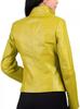 Women's Festive Stylish Lambskin Genuine Yellow Decent Motorcycle Leather Jacket