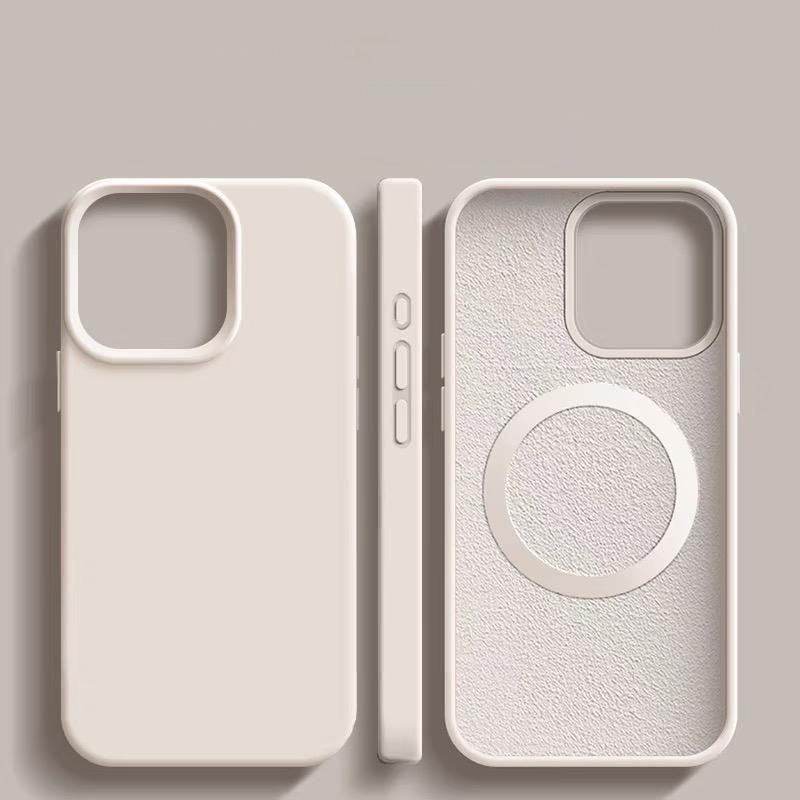 Custodia magnetica per telefono in silicone liquido originale grigio titanio per iPhone 16 15 14 13 Pro Max Plus magsafe ricarica cover posteriore morbida