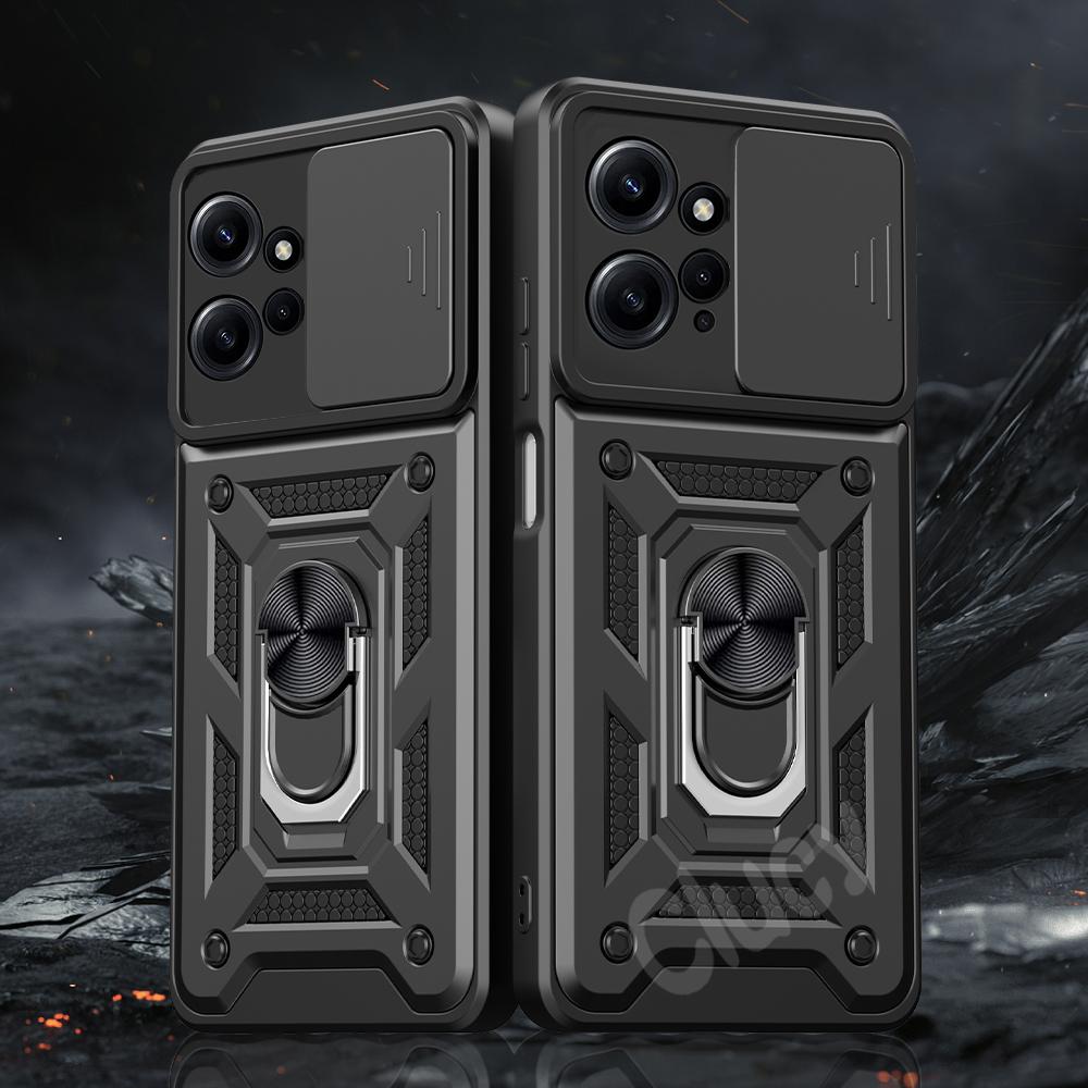 

Для Redmi Note 12 4G 5G Camera противоударный бронированный чехол для Redmi Note 13 12 Pro Plus автомобильный магнитный держатель защитное кольцо чехол For Redmi Note12(5G) чёрный