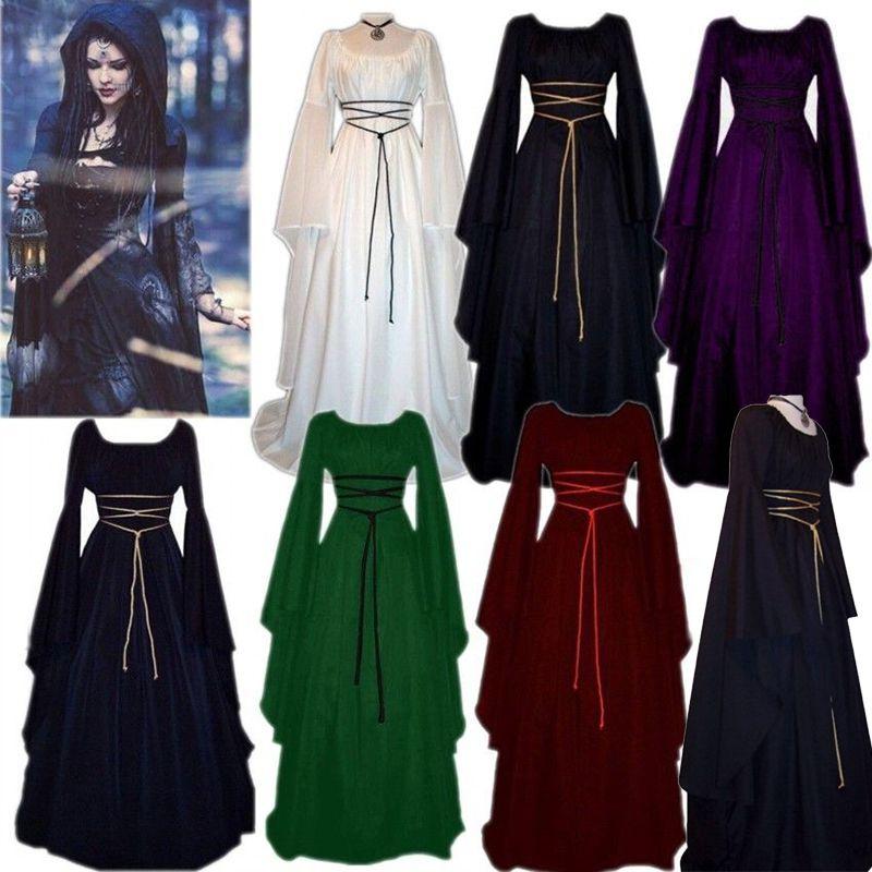 Vintage Medieval Womens Dress Victorian Renaissance Gothic Costume Gown Dress