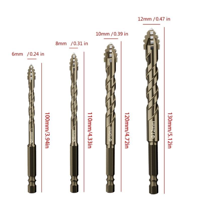 652F Upgraded Four Edged Drill Bit Professional Carpentry Tool For Glass Ceramic Concrete Brick Metal Drill Bit