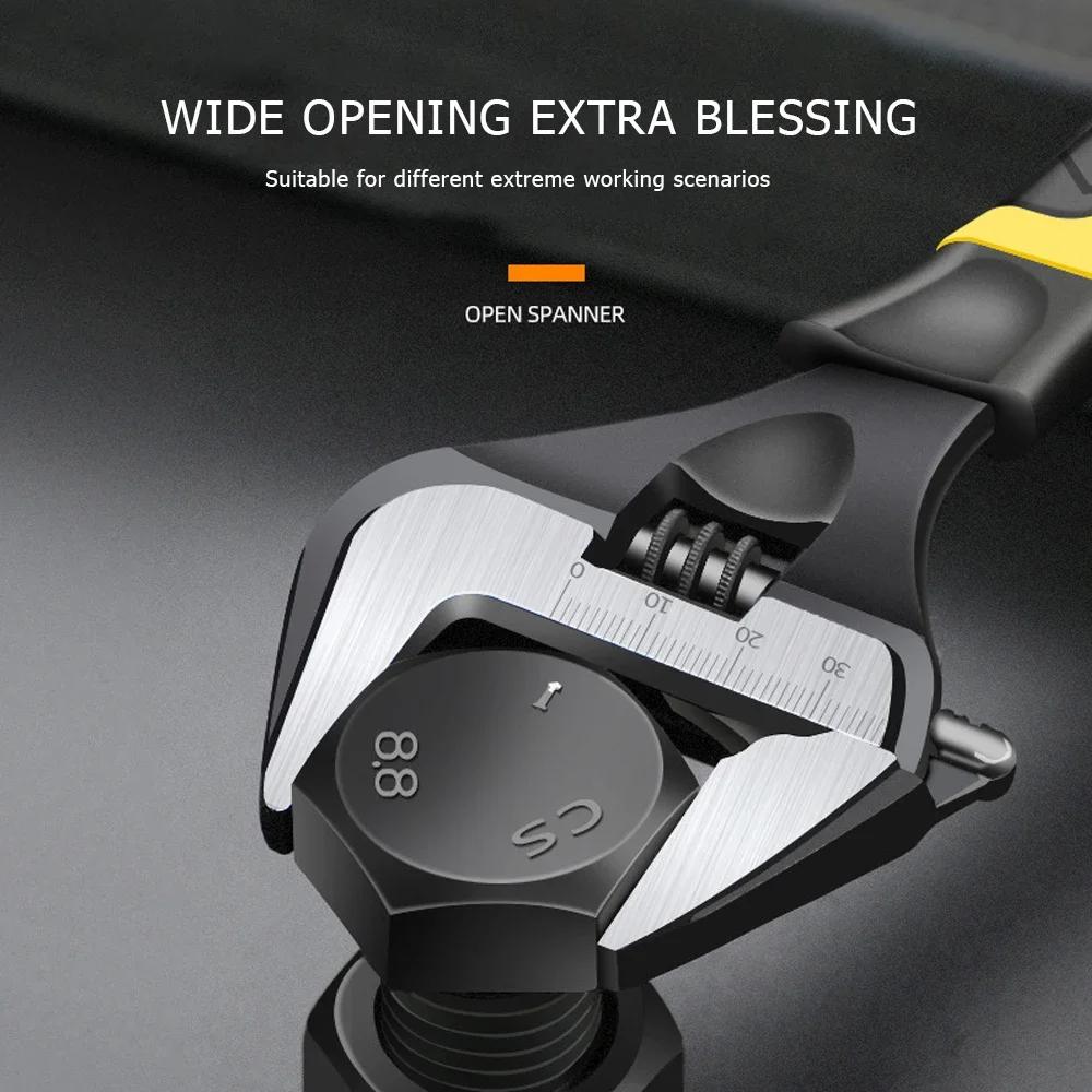 6 Inch Stainless Steel Adjustable Wrench Universal Spanner for Bathroom Plumbing Repair Large Opening Tool Household