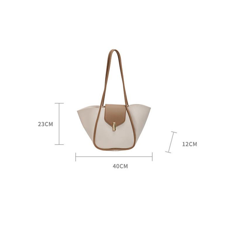 YogodlnsNew Ladies Tote Bag Basket Style Single Shoulder Commuter Bag Pure Color Versatile Handbag Soft PU Material Large Size