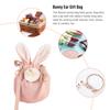 Flannel Bunny Ear Gift Bag Rabbit Ear Wedding Candy Bag with Card Pearl Drawstring Design Soft for Wedding Birthday