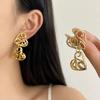 2025 New Hollowed-Out Heart-Shaped Pendant Earrings For Women Simple Metal Cold And Trendy Ear Studs a Jewelry Gift For Friends