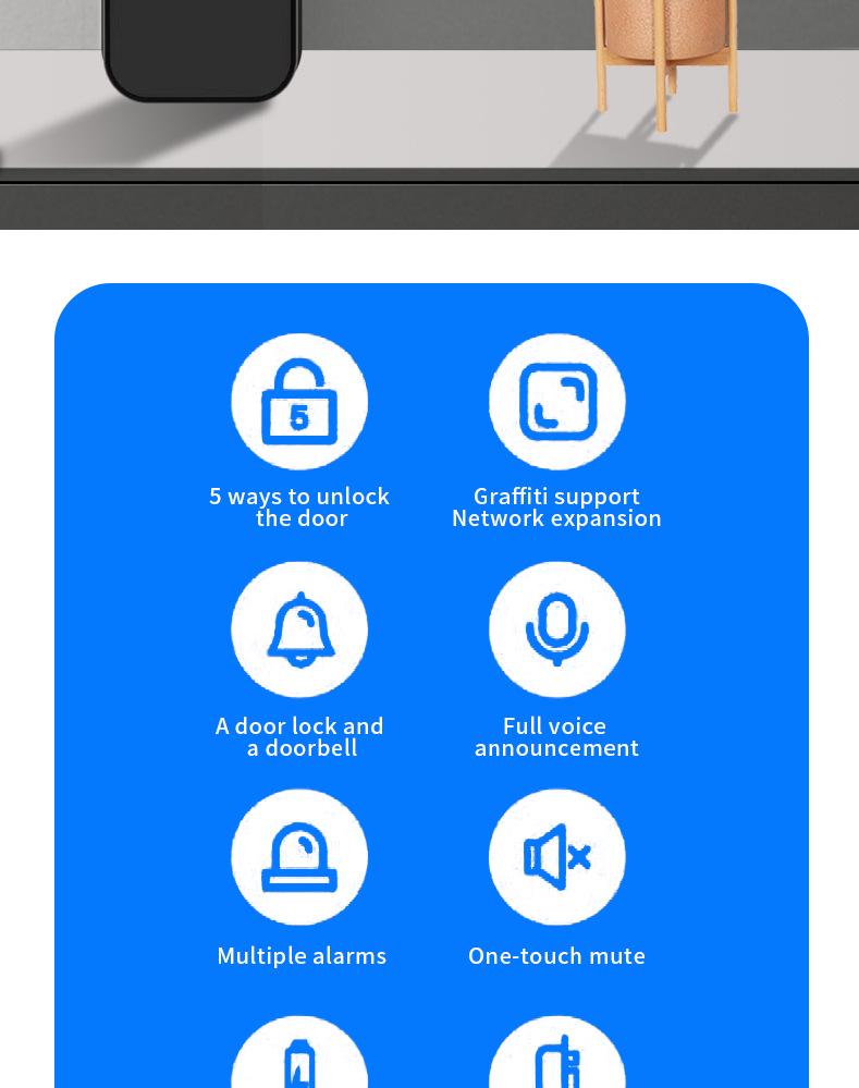 TTLOCK Smart Fingerprint Passwort Schloss mit 28 Sprachen, Amerikanischen Standard Kompatibel mit Tuya