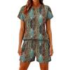 Women's Casual And Comfortable Floral-Print Short-Sleeve Set With Pockets