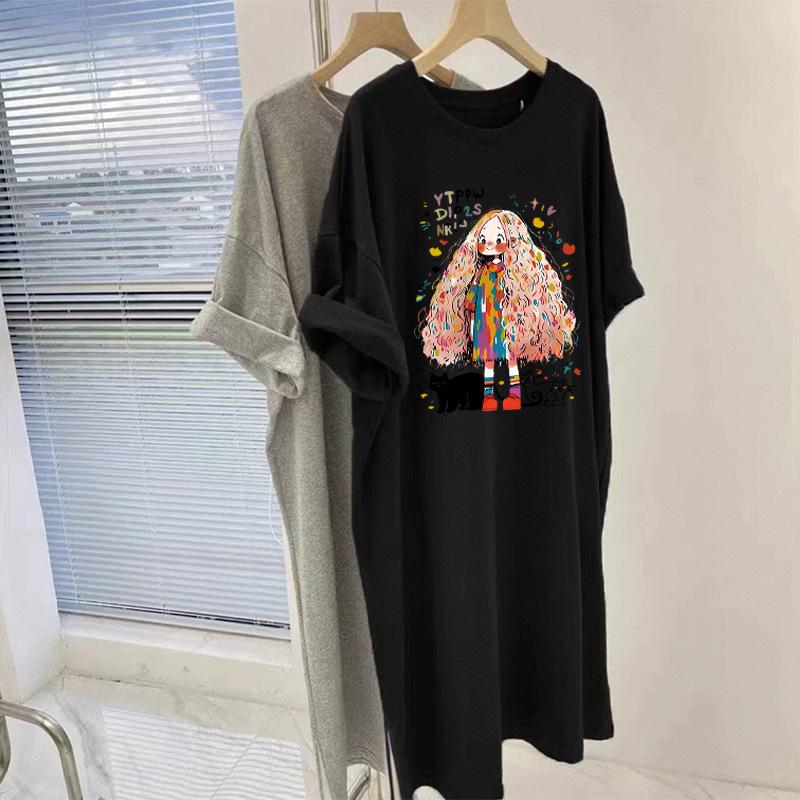 Maternity Summer Dress Pregnant Mother New Fashion Short Sleeve Loose Long Knee Maternity Skirt Summer