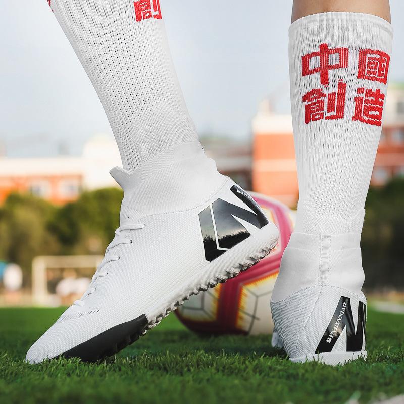 Youth children's sneakers grinding nails leather feet campus sports training women's high-top football shoes men's game 2025 broken