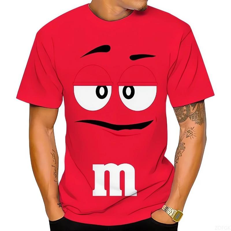 ETST21 Zomer Innovatief M&M Chocoladeboontje Kinderen 3D Geprint Heren T-shirt Leuk, Casual en Modieus 3XL