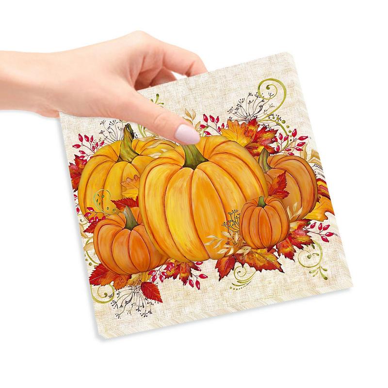 Halloween Pumpkin Napkins Paper Napkins Decorative Halloween Beverage Napkins Dinner Paper Party Napkins Soft Cute Orange