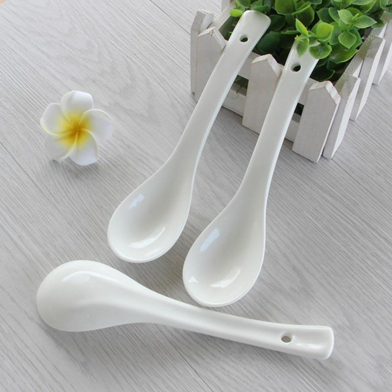 Cucchiaio Piccolo in Ceramica Bianco Puro Hotel Ristorante Cucchiaio da Zuppa Cucchiaio per la Casa Porcellana Zuppa