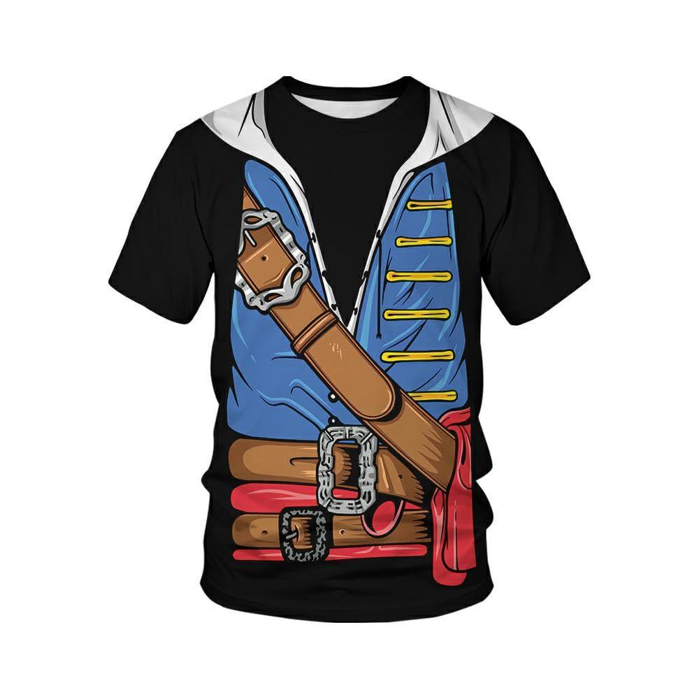 Summer Round Neck 3D American Flag Print Top Fashionable Casual Short Sleeved Men's T-shirts