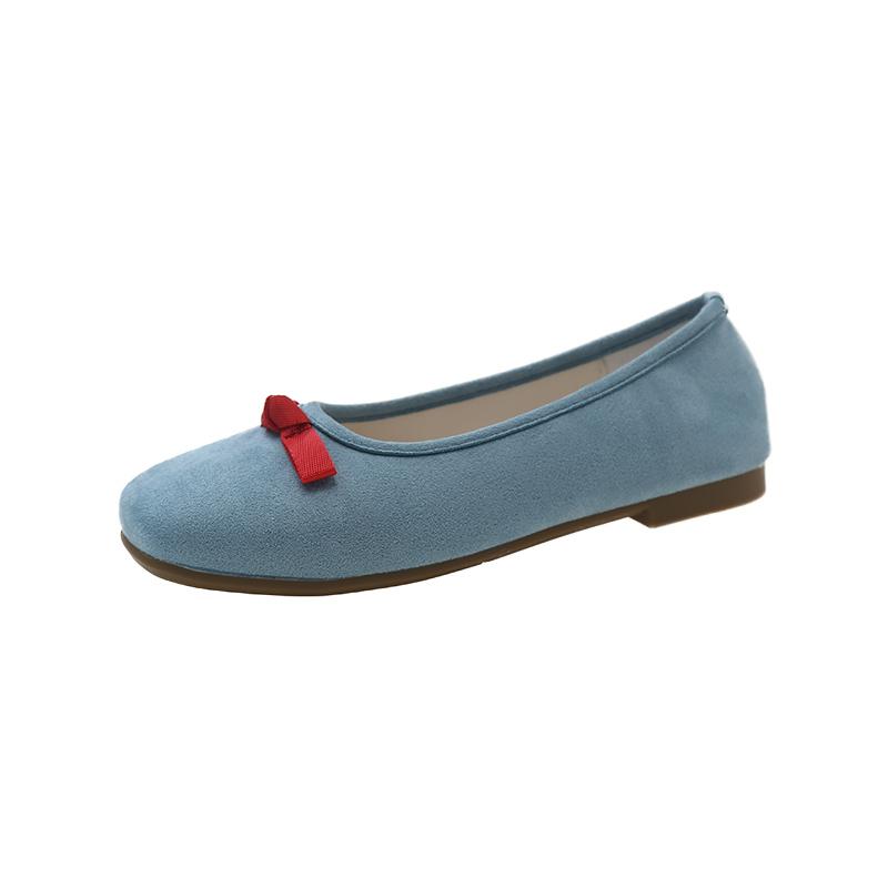 Fashion Elegant Bowknot Ballerina Women Flats Round Toe Comfort Slip-On Ladies Loafers Suede Single Mules Shoes for Woman Mary Janes
