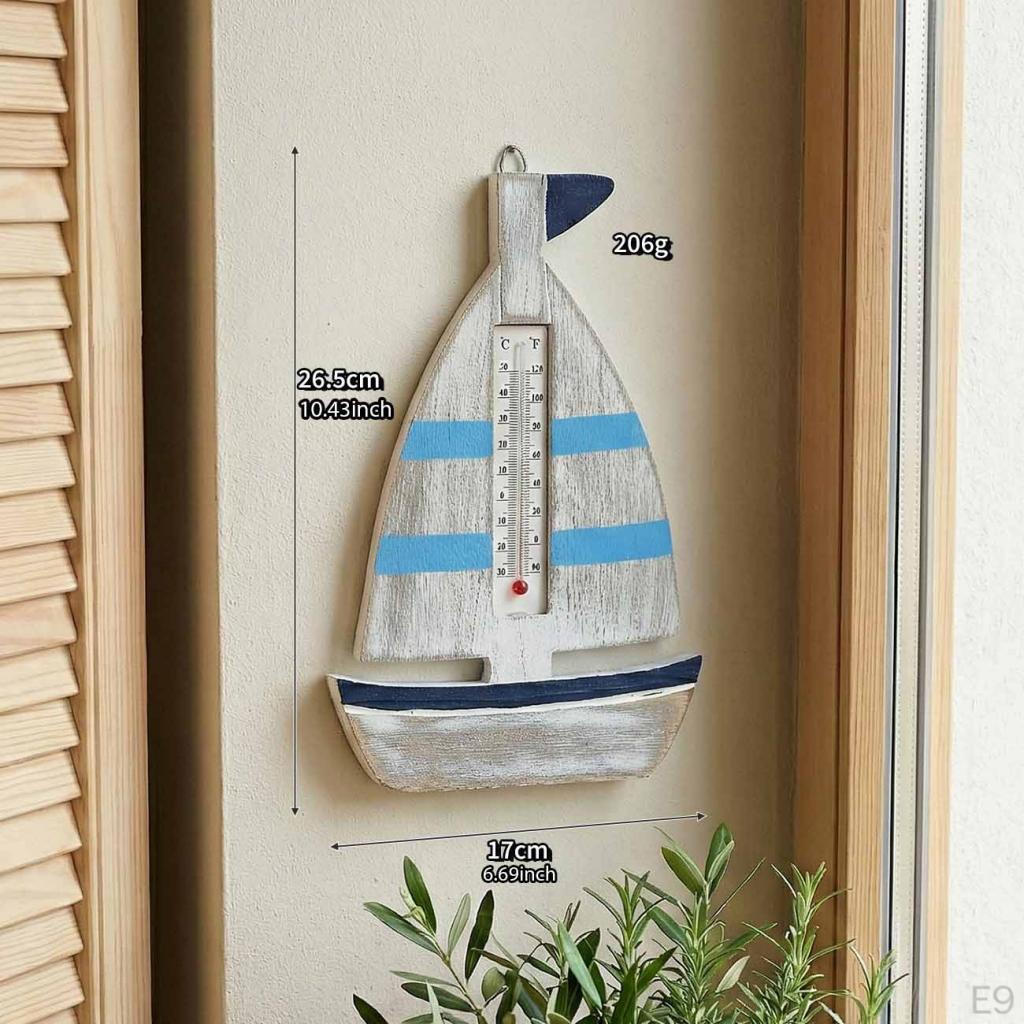 Holz-Wandthermometer Nautisch Innen Außen Hängendes Thermometer für Strandhaus Seehütte
