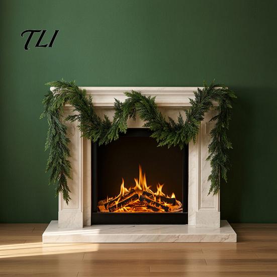 DIY Christmas Floral Arrangements 4/6FT Artificial Cedar Garland, Real Touch Pine Garland Decoration, Faux Winter Wreath, Realistic Cypress with Cones