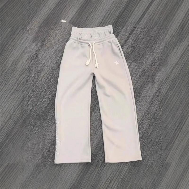 Casual Couple Straight Leg Sweatpants Fashion Dual Waist Fold Design Street Style