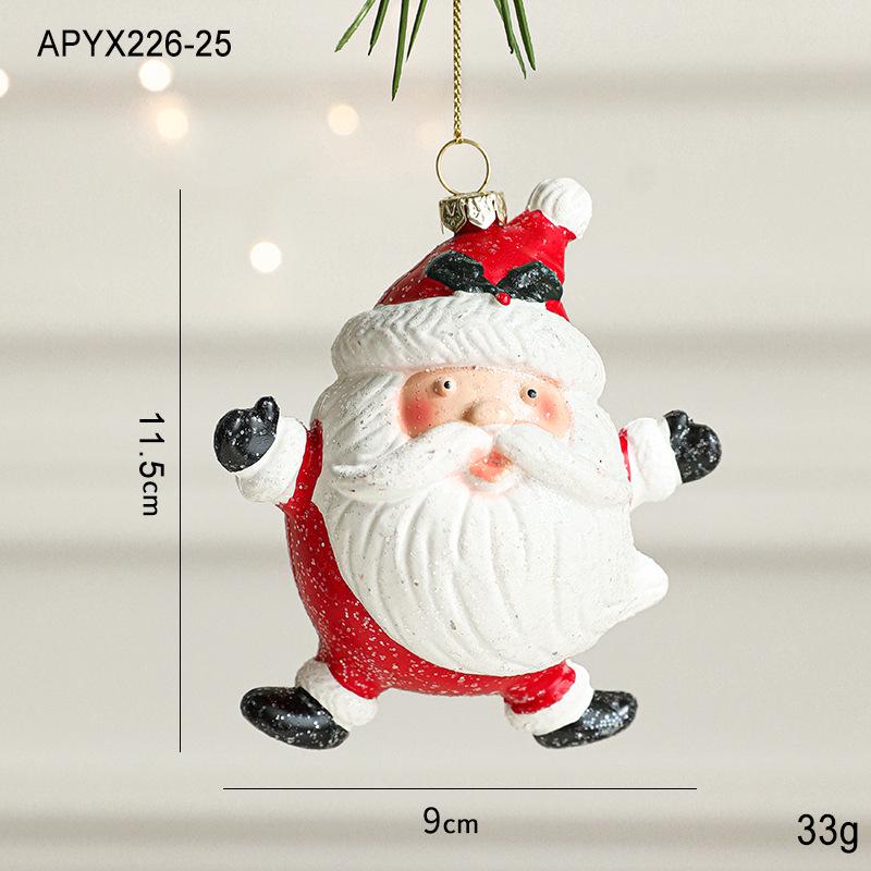 Red & White Painted Wooden House Christmas Ornaments: Car, Gift Cane, Donut, & Cloth Pendants