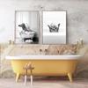 Black White Animals Elephant Penguin Giraffe In Tub Bathroom Wall Art Canvas Painting Posters and Prints Wall Picture Room Decor