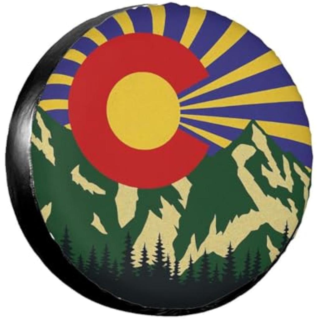 Colorado Mountain Sunset Graphic Spare Tire Cover Waterproof Polyester Protector for RV SUV