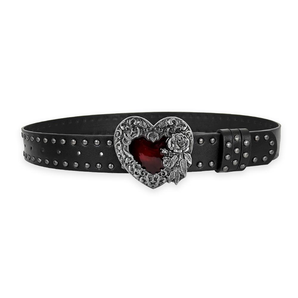 Unisex Jeansgürtel Schwert Rotes Herz Gothic Mode Gürtel Für Frauen Designer Luxus Schwarzer Nieten Punk Accessoire Herren Gürtel Männlich