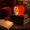 Ambient Bedroom Lighting Halloween Ghost Night Light, Resin Spooky Table Lamp for Shelf Ornament Decor, Warm Amber Purple Glow Gothic Witchy