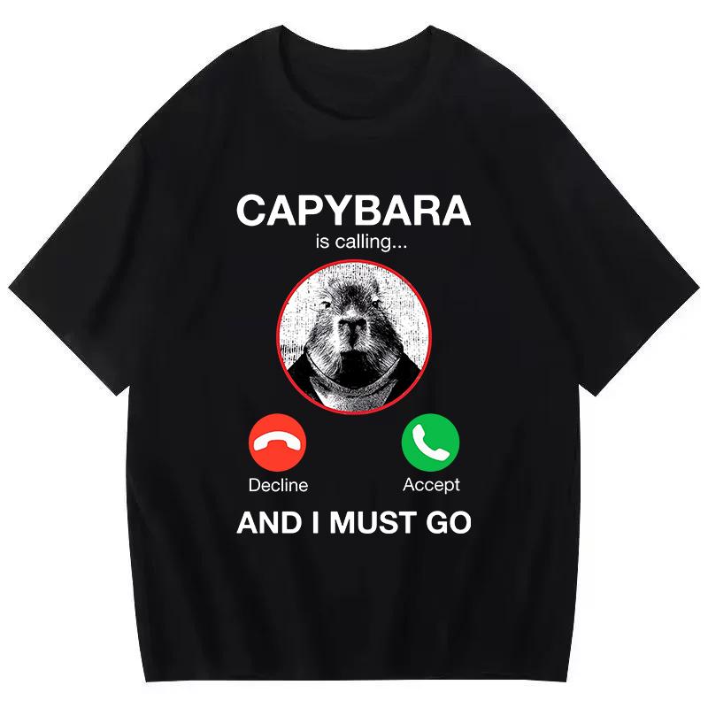 Funny Capybara Printed T Shirt Men Women Vintage Summer Short Sleeve T-shirt 90s Gothic Tshirt Casual EU Size Tees Tops Clothes
