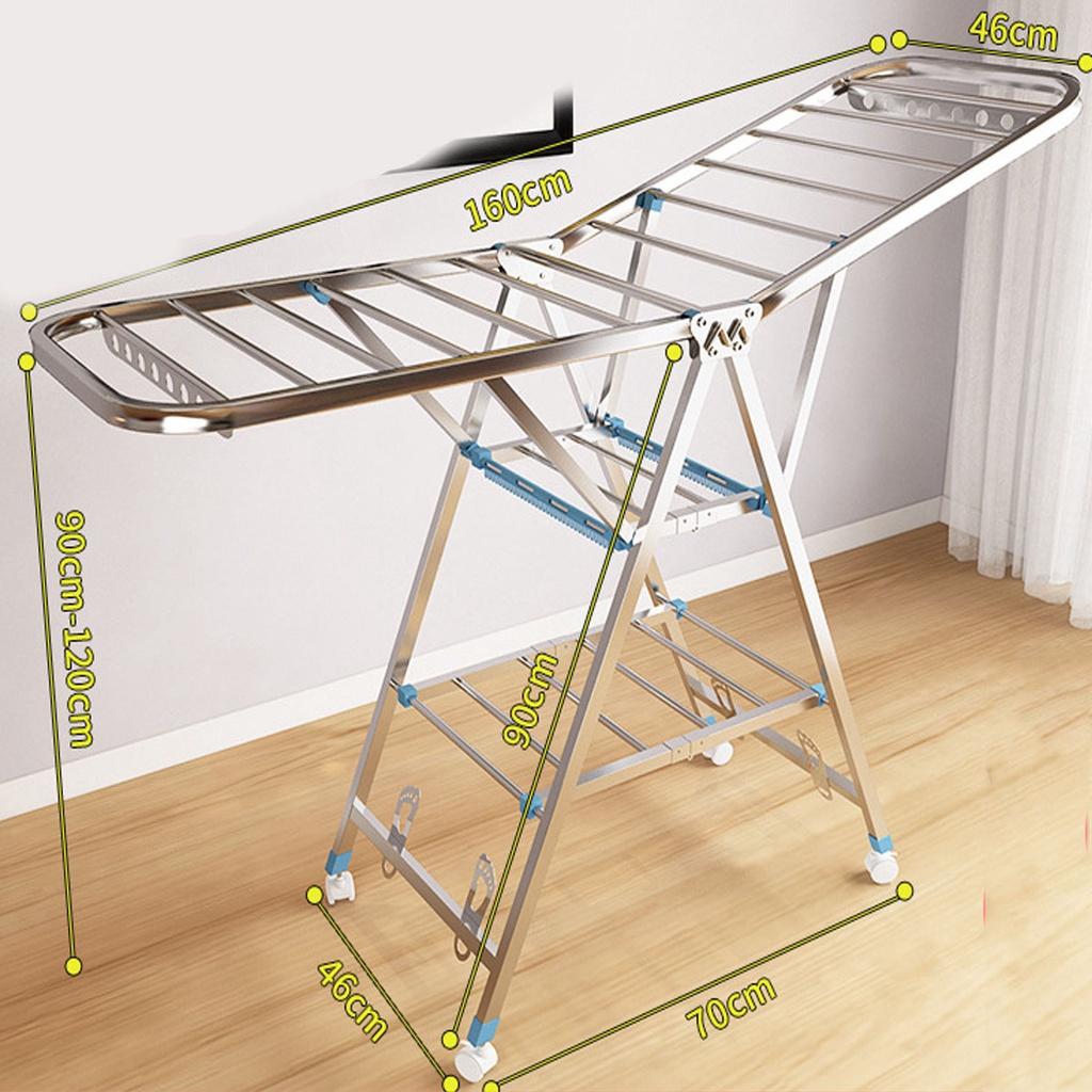 Indoor/Outdoor Silver Stainless Steel Heavy Duty Laundry Drying Rack Clothing Shelf forUse Best Used for Shirts Pants