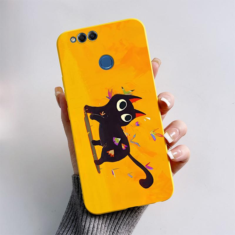 For Honor 7X Case Matte Cover Honor7X 7 X Soft Silicone Cute Cat Cartoon Case For Huawei Honor 7X BND-L21 BND-L22 BND-L24 Coque