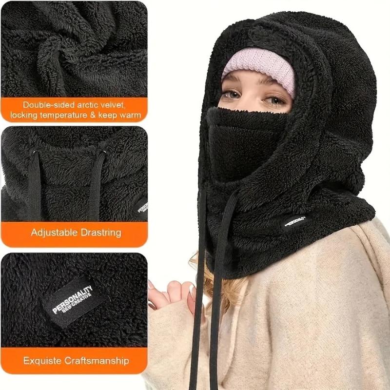 Warm Thermal Windproof Balaclava Ski Hood Motorcycle Face Cover Polar Fleece Adjustable Cycling Neck Cover Full Face Mask Winter