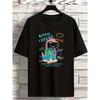 European Sizes Plus Size Men's Trendy Cute Dinosaur Graphic Tees, Comfy Stretch Breathable T-shirts For Summer, Oversized Loose Men's Clothings