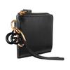 Gucci Double G Logo Charm Gold Hardware Smooth Leather Card Holder Women's Black