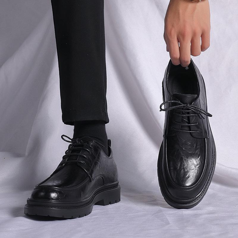 

Мужские черные дерби из натуральной кожи - Формальные, Повседневные, Толстая подошва, Увеличивающие рост. Идеально для бизнеса, свадеб и женихов. 42