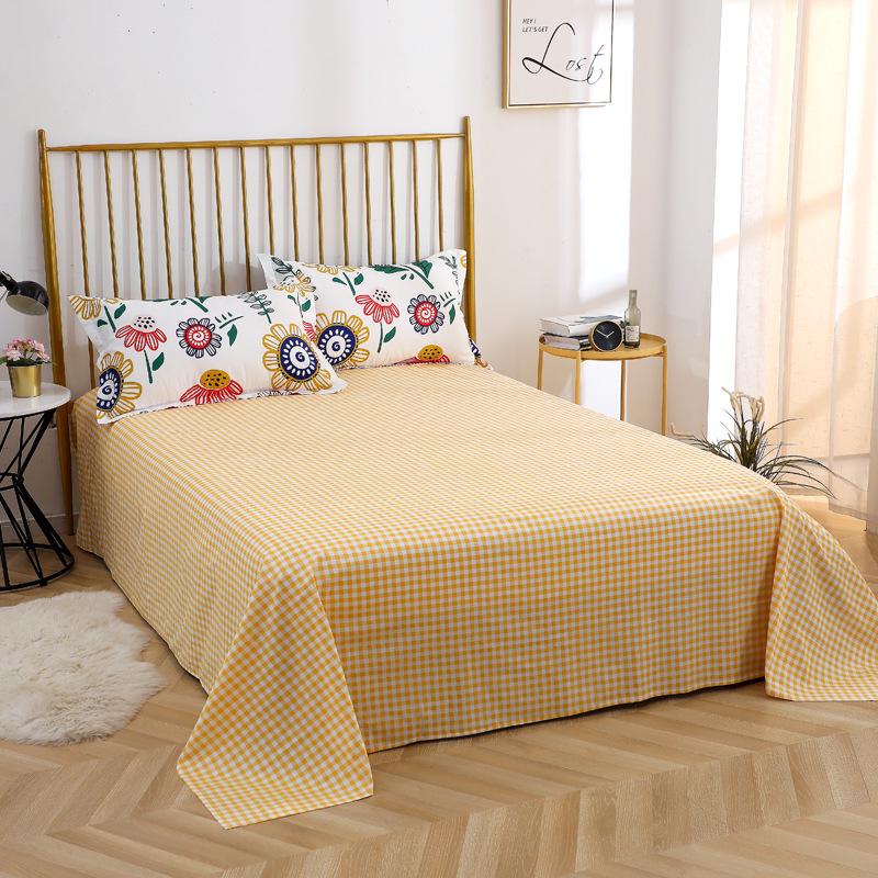 Simple Cotton Bed Sheet for Double Bed - Suitable for Summer & Student Dormitory, 40 Count, All Seasons