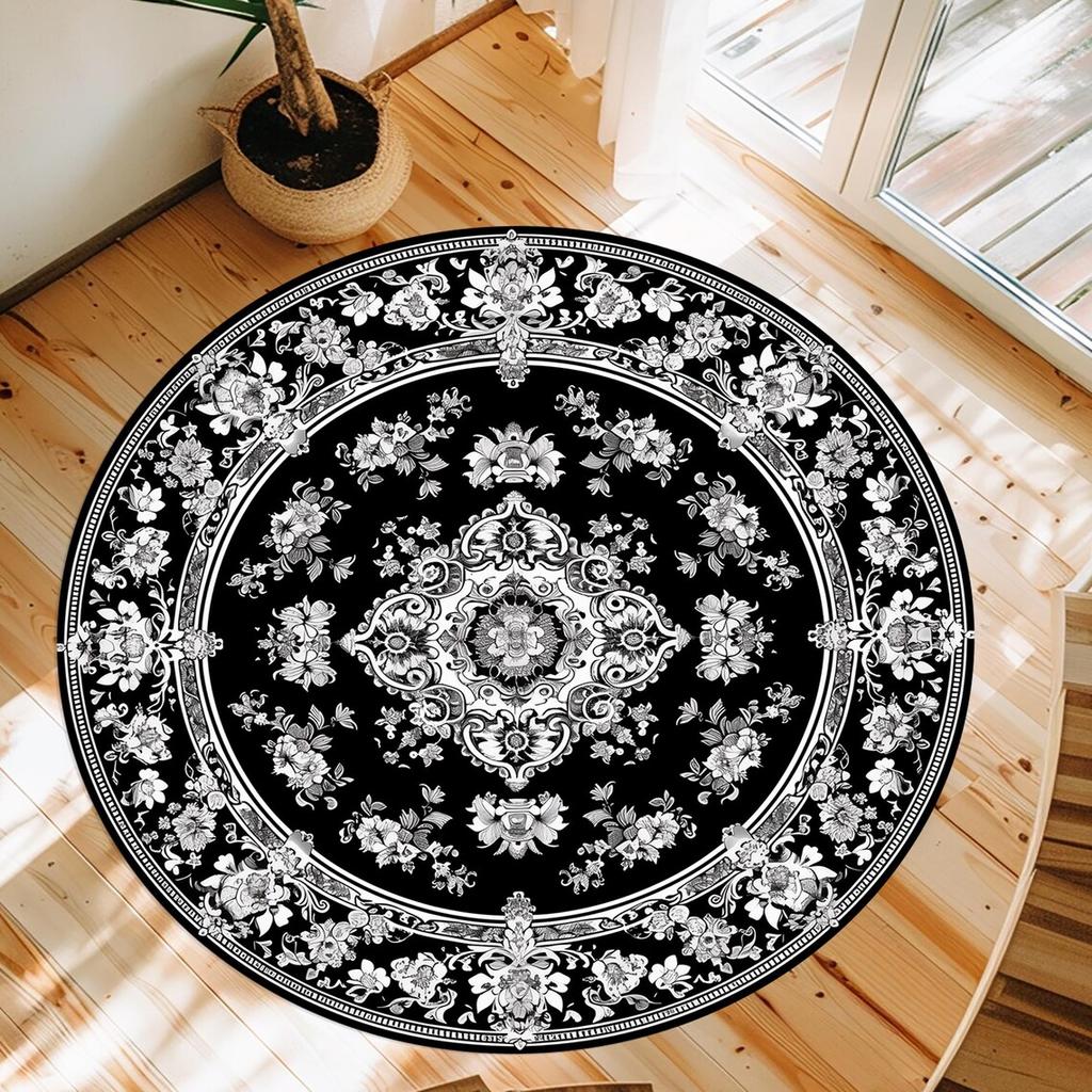 Boho Mandala Print Round Rugs Room Floor Mats Non-Slip Living Room Rugs Washable Carpet For Home Decor Mat