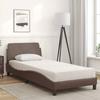VidaXL Lit avec matelas marron 90x200 cm similicuir, meuble de chambre à coucher, lit simple, cadre de lit incurvé, sommier, 3208339