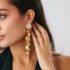 SHIXIN Elegante Runde Quasten-Hängeohrringe für Damen Vintage Goldfarbe Geometrischer Anhänger Ohrringe Party Schmuck Damen Geschenk