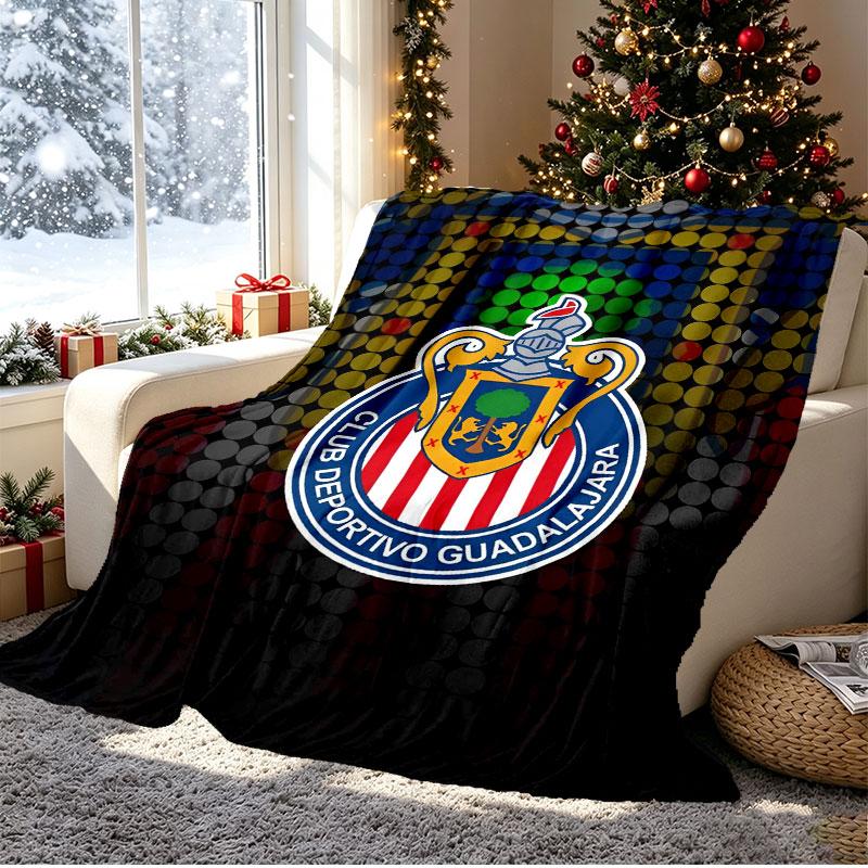 Club Deportivo Guadalajara Pattern Blanket for Home Decoration, Bed, Sofa, Car Travel, Camping, Suitable for All Seasons, Birthday Christmas Gift