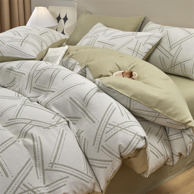 Class A 120 Maternal And Infant Grade Jacquard Pure Cotton 4Pcs Set Xinjiang Cotton Cotton Naked Sleeping Sheet Quilt Cover Mattress Model