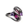 Women Romantic Faux Sapphire Horse Eye Shaped Hollow Out Ring Jewelry