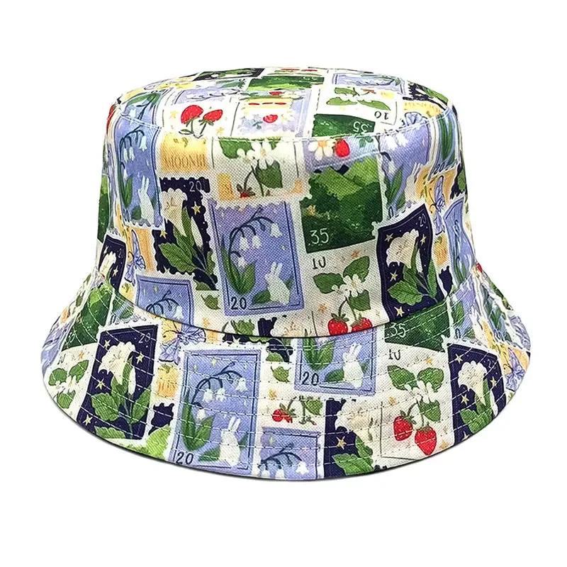 

Spring and Summer Polyester Cartoon Print Bucket Hat Fisherman Hat Outdoor Travel Sun Cap for Men and Women 284 56-58cm wear