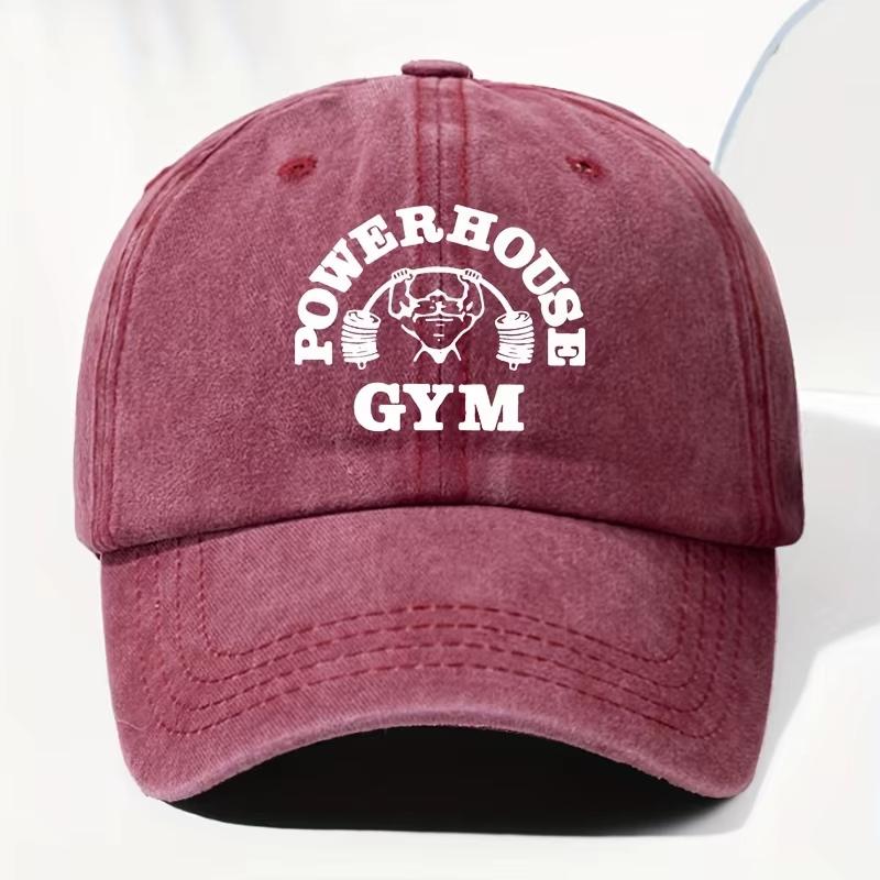 Unisex POWERHOUSE GYM Printed Vintage Washed Baseball Capadjustable Design Suitable for All Seasons for Outdoor and Daily Wear