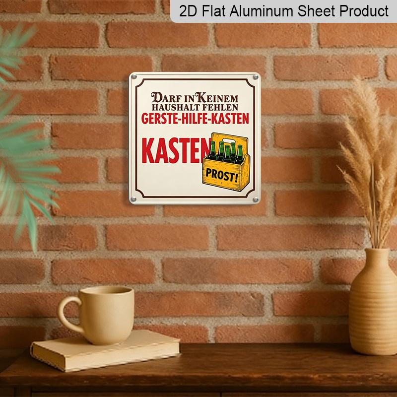2D Flat, 1pc Vintage German Beer Decorative Sign- Vintage German Bar Wall Art with Beer Bottle Design- Durable Aluminum Metal Sign, Suitable Home