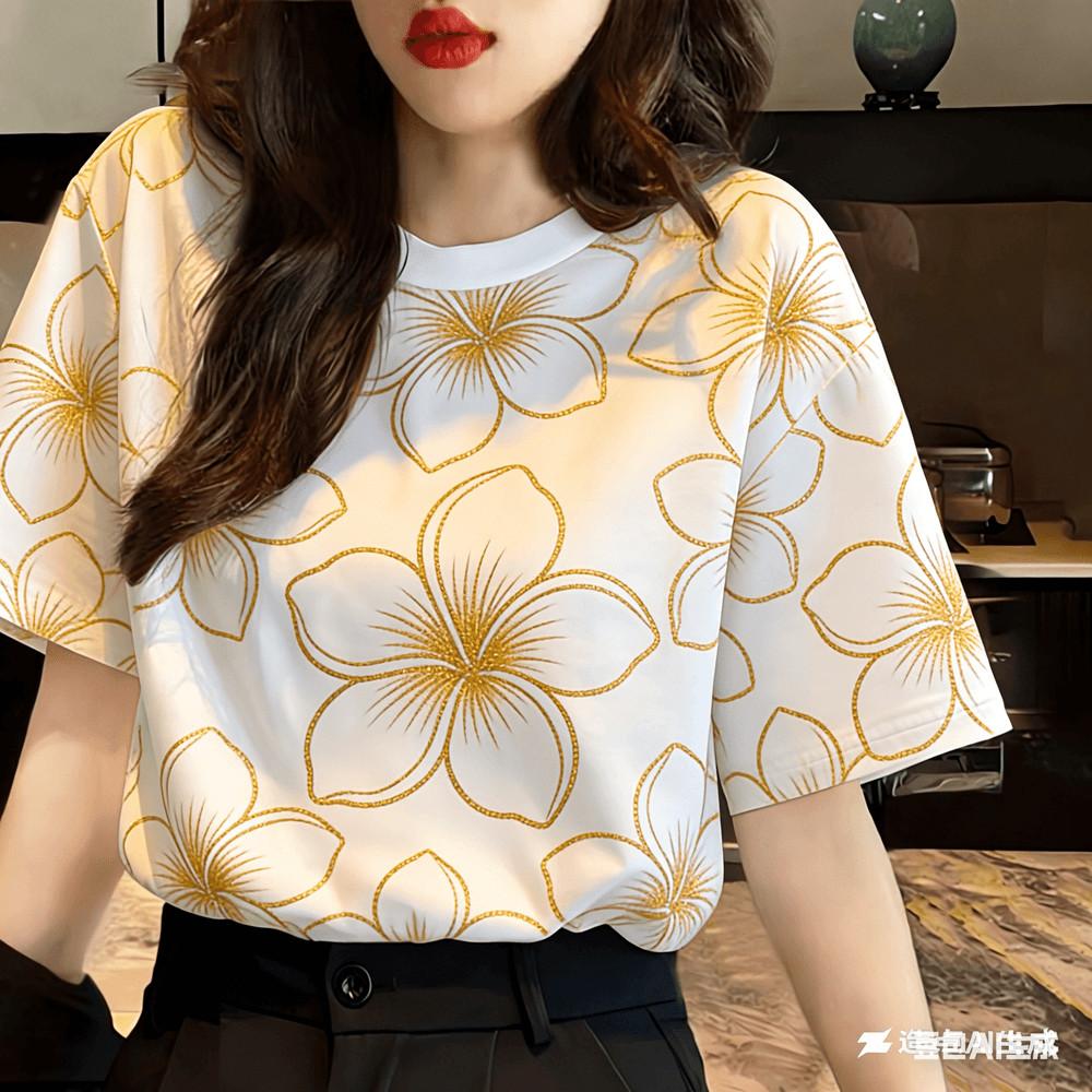 Unisex Casual T-shirt for Men and Women - Printed Flower Design | Perfect for Songkran